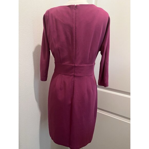 Trina Turk Sarafina Sheath Dress Pleated Crew Neck Orchid Size 10 Knee Length - Picture 2 of 12